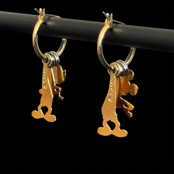 Disney Mickey Mouse Gold Toned Hoop Earrings. - Picture 2 of 6